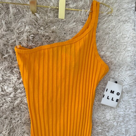 NEW SIMONMILLER Simon Miller Oline Dress One Shoulder Orange Knit Dress NWT - Picture 4 of 4